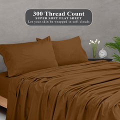 Royale Linens 300 Thread Count 100% Long Staple Combed Cotton Flat Sheet - Super Soft - Top Sheet - Breathable, Cool & Crisp Percale Flat Sheet Only