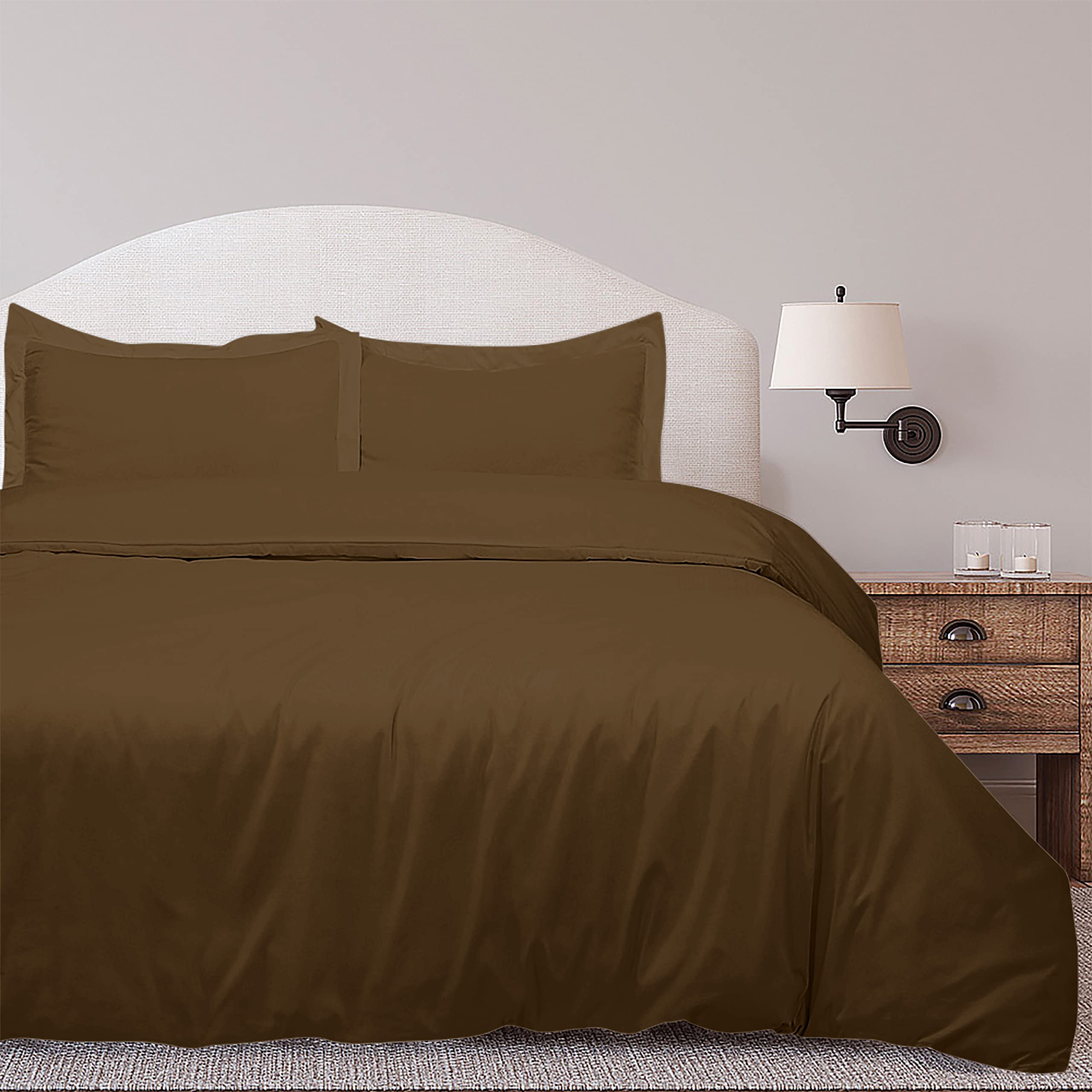 Royale Linens Chocolate Duvet Cover - Duvet Cover Set - 3 Piece Double Brushed Duvet Covers with Zipper Closure, 1 Duvet Cover  and 2 Pillow Shams ( Chocolate)