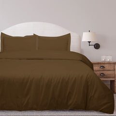 Royale Linens Chocolate Duvet Cover Queen Size - Queen Duvet Cover Set - 3 Piece Double Brushed Queen Duvet Covers with Zipper Closure, 1 Duvet Cover 90x90 inches and 2 Pillow Shams (Queen, Chocolate)