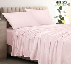 400 Thread Count 100% American Grown Cotton Flat Sheet - Cooling Sheets - Queen Sheets - Luxury Sateen Weave - Queen Flat Sheet Sold Separately - Soft Pink Flat Sheet Only (Queen, Kyoto Blush)