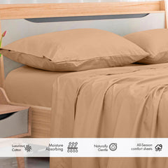 Royale Linens 300 Thread Count 100% Long Staple Combed Cotton Flat Sheet - Super Soft - Top Sheet - Breathable, Cool & Crisp Percale Flat Sheet Only