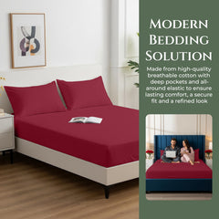 144TC cotton fitted sheet Red