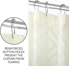 ROYALE LINENS Pack of 1 Double Brushed MICROFIBER 1800 Thread Printed Shower Curtain for Bathroom 72X72 INCHES with Reinforced Button Holes for Home Hotel Machine Washable (Standard,Diamond White)