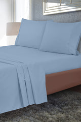 Royale Linen 2 Pack Bulk Flat Sheet Set - Top Sheet - Soft 1800 Microfiber - Wrinkle & Stain Resistant - For Hotel, Massage Table, Hospital, Dorm - Queen Flat Sheet Sold Separately (Queen, Lake Blue)