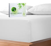 Royale Linens Bamboo Viscose Fitted Sheet Only - Cooling Fitted Sheets - Deep Pocket Upto 16" - Organic Viscose Derived from Bamboo - Breathable &Silky Bottom Sheet (White)