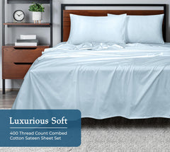 400TC sheet set Caribbean Blue image 3