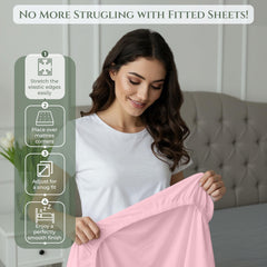 144TC cotton fitted sheet Pink
