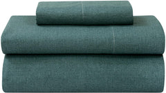 ROYALE LINENS 300 Thread Count 100% Long Staple Combed Cotton Textured Sheet Set - 3 Piece Twin Bed Sheet - 1 Fitted Sheet, 1 Flat Sheet, 1 Pillow case - Cool & Crisp Sheet Set(Twin - Textured Green)