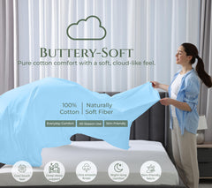 144TC cotton flat sheet Lake Blue