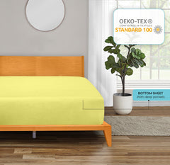 Royale Linens 100% Organic Cotton Percale Weave Super Soft Deep Pocket Bottom Sheets Elastic Sheet Fitted Sheets Only
