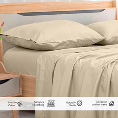 Royale Linens 300 Thread Count 100% Long Staple Combed Cotton Flat Sheet - Super Soft - Top Sheet - Breathable, Cool & Crisp Percale Flat Sheet Only