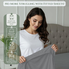 144TC cotton fitted sheet Charcoal