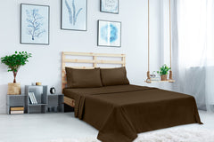 Royale Linens Queen Size Flat Sheet Only - Brushed 1800 Microfiber - Ultra Soft & Breathable - Wrinkle Resistant - Hotel Quality Flat Sheet Sold Separately - Top Sheet for Bed (Queen, Chocolate)