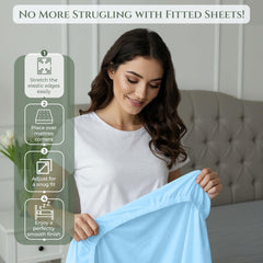 144TC cotton fitted sheet Lake Blue