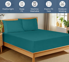 200TC cotton fitted sheet teal