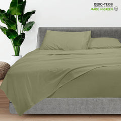 Royale Linens - 4 Piece Queen Bed Sheet - Soft Brushed Microfiber 1800 Bedding Set - 1 Fitted Sheet, 1 Flat Sheet, 2 Pillowcase -Wrinkle & Fade Resistant Luxury Queen Size Sheet Set (SageGreen, Queen)