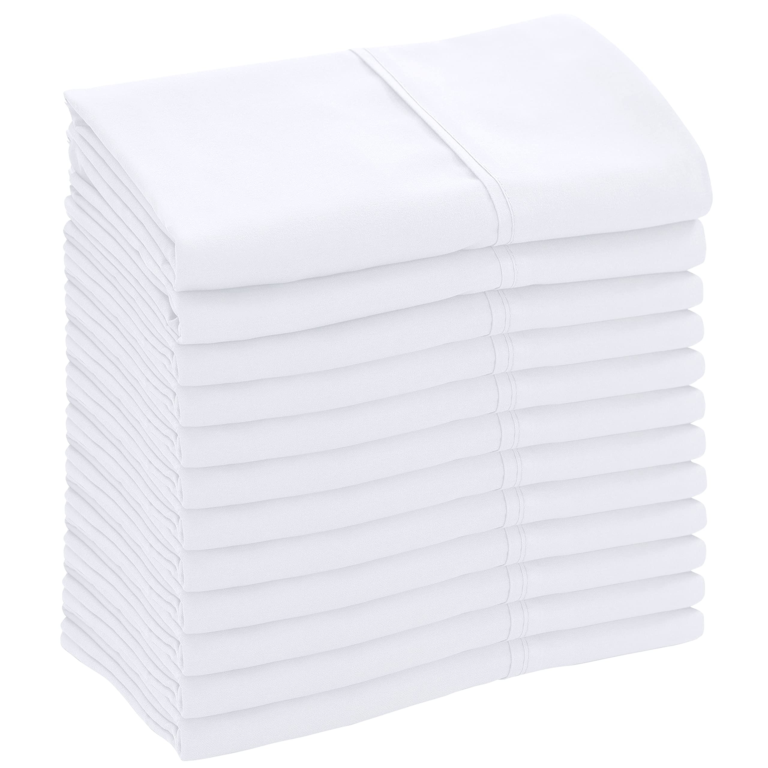 Royale Linens White Pillowcase Set of 12 - Bed Pillow Cover - 1800 Brushed Microfiber - Wrinkle & Fade Resistant - Bulk Pillow Cases - Hotel Quality Pillow Case 12 Pack (White)