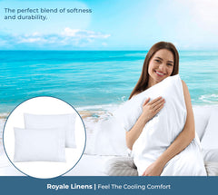 ROYALE LINENS 200 Thread Count 100% Long Staple Combed Cotton Pillowcases Set Of 2 - Ultra Soft - Queen Bed Pillow Cover - 20"x30" - Breathable, Cool & Crisp Percale White Pillow Cases (Queen, White)