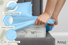 144TC cotton fitted sheet Lake Blue