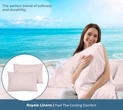 ROYALE LINENS 200 Thread Count 100% Long Staple Combed Cotton Pillowcases Set Of 2 - Ultra Soft - Queen Bed Pillow Cover - 20"x30" - Breathable, Cool & Crisp Percale White Pillow Cases ( Lavendar)