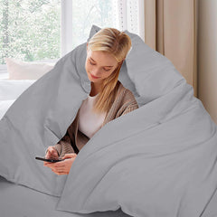 ROYALE LINENS White Duvet Cover - Duvet Cover Set - 3 Piece Double Brushed Duvet Covers with Zipper Closure, 1 Duvet Cover and 2 Pillow Shams