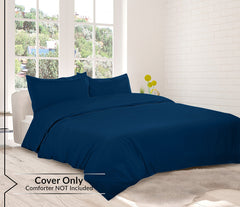 ROYALE LINENS Navy Duvet Cover Queen Size - Queen Duvet Cover Set - 3 Piece Double Brushed Queen Duvet Covers with Zipper Closure, 1 Queen Duvet Cover 90x90 inches and 2 Pillow Shams (Queen, Navy)