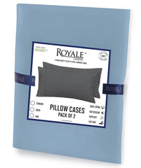 Royale Linens Queen Pillowcase Set of 2 - Bed Pillow Cover - 20x30 - Lake Blue Pillowcases - 1800 Brushed Microfiber, Wrinkle & Fade Resistant - Soft & Cozy- Queen Size Pillow Case (Queen, Lake Blue)