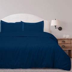 ROYALE LINENS Navy Duvet Cover Queen Size - Queen Duvet Cover Set - 3 Piece Double Brushed Queen Duvet Covers with Zipper Closure, 1 Queen Duvet Cover 90x90 inches and 2 Pillow Shams (Queen, Navy)