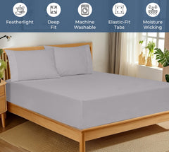 200TC cotton fitted sheet silver