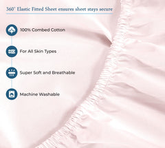 ROYALE LINENS 400 Thread Count 100% American Grown Cotton 4 Piece Sateen Queen Sheet Set - 1 Fitted Sheet, 1 Flat Sheet, 2 Pillow case - Pink Queen Bedsheet - Cotton Sheets - (Queen, Kyoto Blush)