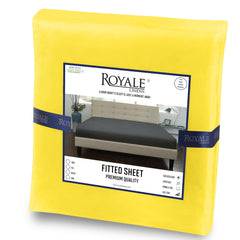 Royale Linens Fitted Sheet Queen - Brushed Hotel Quality 1800 Soft Wrinkle & Fade Resistant - Bottom Sheet - Deep Pocket Stretches Up to 16" - Fitted Sheet Only - Elastic Sheet (Queen,Yellow)