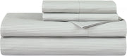 ROYALE LINENS 300 Thread Count 100% Long Staple Combed Cotton Narrow Stripe Sheet Set - 4 Piece Bed - 1 Fitted Sheet, 1 Flat Sheet, 2 Pillow Case - Cool & Crisp Sheet Set (Grey Stripes)