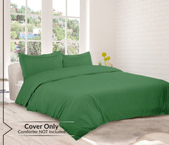 Royale Linens Hunter Green Duvet Cover Queen Size- Queen Duvet Cover Set - 3 Piece Double Brushed Queen Duvet Covers with Zipper Closure, 1 Duvet Cover 90x90 inche & 2 Pillow Sham (Queen, HunterGreen)