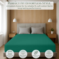 144TC cotton fitted sheet Hunter Green