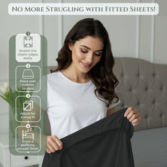 144TC cotton fitted sheet Black