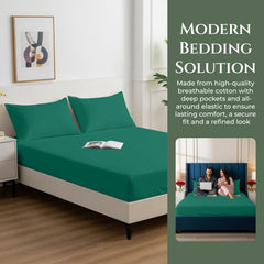 144TC cotton fitted sheet Hunter Green