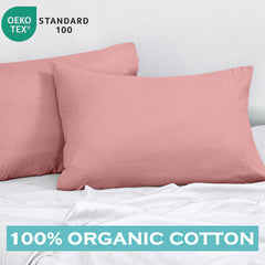 ROYALE LINENS 300 Thread Count 100% Long Staple Combed Cotton Pillowcases Set of 2 - Ultra Soft - Queen Bed Pillow Cover - 20"x30" - Breathable, Cool & Crisp Percale Pink Pillow Cases (Queen, Pink)