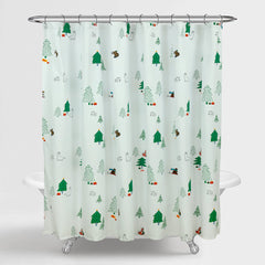 ROYALE LINENS Christmas Printed Shower Curtain 72 X 72 Inches - with Reinforced Button Holes - Christmas Design - Machine Washable & Water Resistant Shower Curtains (72" X 72" Holiday Critter)