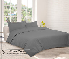 ROYALE LINENS Grey Duvet Cover Queen Size - Queen Duvet Cover Set - 3 Piece Double Brushed Queen Duvet Covers with Zipper Closure, 1 Queen Duvet Cover 90x90 inches and 2 Pillow Shams (Queen, Grey)