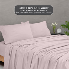 Royale Linens 300 Thread Count 100% Long Staple Combed Cotton Flat Sheet - Super Soft - Top Sheet - Breathable, Cool & Crisp Percale Flat Sheet Only