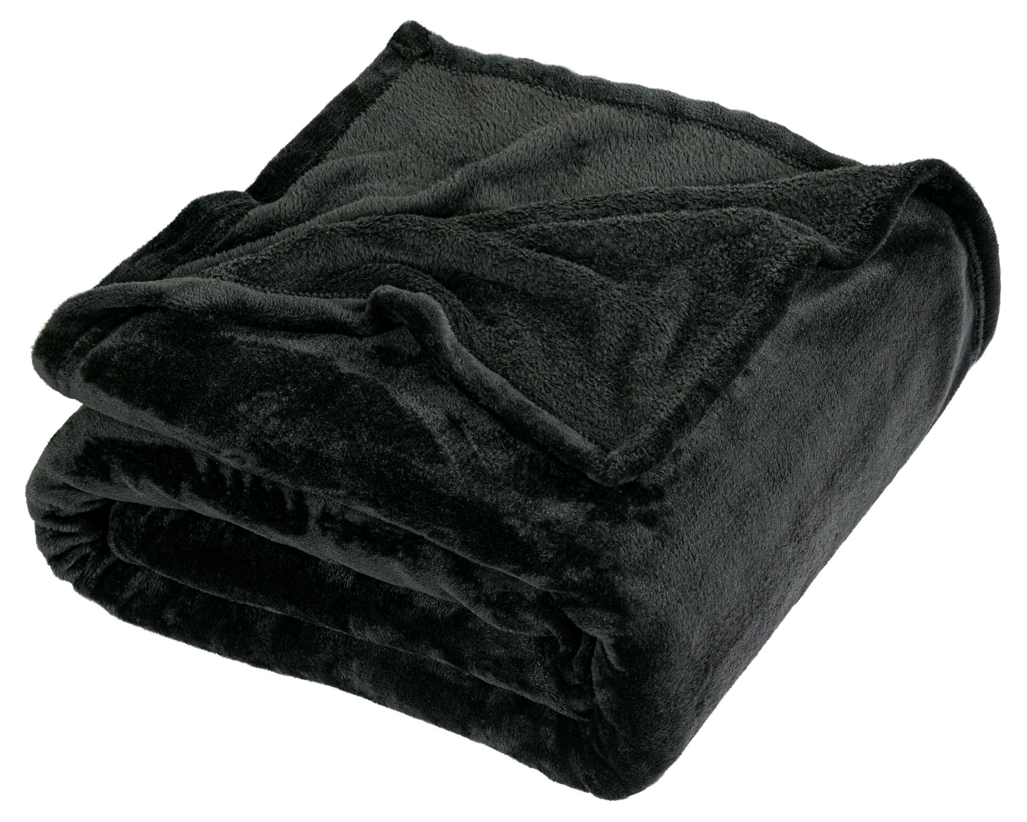 Royale Linens Fleece Blanket Kids Size - Fleece Bed Blanket - All Season Warm Lightweight Super Soft Anti Static Throw Blanket - Black Blanket - Hotel Quality- Blanket For Couch ( Black)