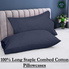 ROYALE LINENS 300 thread Count 100% Long Staple Combed Cotton Pillowcases Set Of 2 - Ultra Soft - Queen Bed Pillow Cover - 20"x30" - Breathable, Cool & Crisp Percale White Pillow Cases