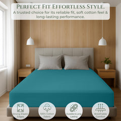 144TC cotton fitted sheet Teal
