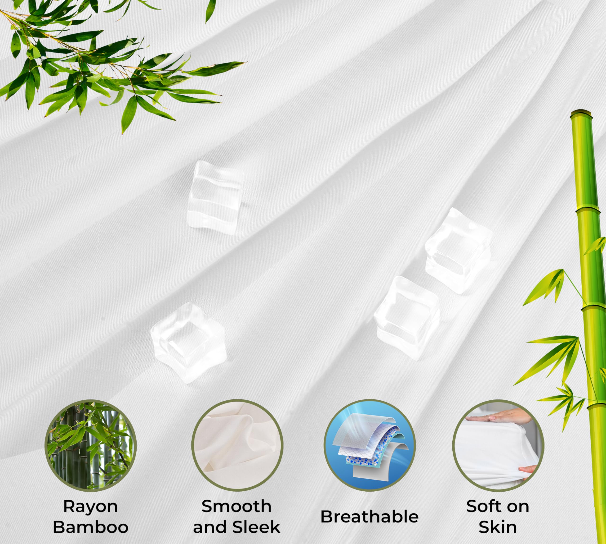 Royale Linens Bamboo Viscose Fitted Sheet Only - Cooling Fitted Sheets - Deep Pocket Upto 16" - Organic Viscose Derived from Bamboo - Breathable &Silky Bottom Sheet (White)