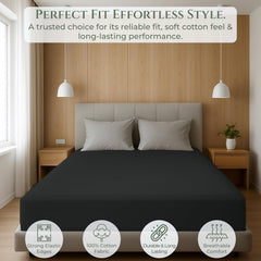 144TC cotton fitted sheet Black