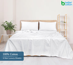 400 Thread Count 100% American Grown Cotton Flat Sheet - Cooling Sheets - Queen Sheets - Luxury Sateen Weave - Queen Flat Sheet Sold Separately - Soft White Flat Sheet Only (Queen, Signature White)