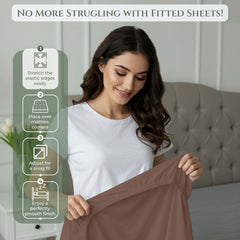 144TC cotton fitted sheet Chocolate
