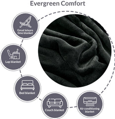 Royale Linens Fleece Blanket Kids Size - Fleece Bed Blanket - All Season Warm Lightweight Super Soft Anti Static Throw Blanket - Black Blanket - Hotel Quality- Blanket For Couch (43x55 Inches, Black)