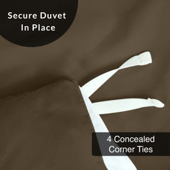 ROYALE Chocolate Duvet Cover Queen Size - Washed Duvet Cover Set 3 Piece Double Brushed Duvet Covers with Button Closure - 1 Duvet Cover 90x90 inches and 2 Pillow Shams - Comforter Cover