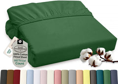 Royale Linens 100% Organic Cotton Percale Weave Super Soft Deep Pocket Bottom Sheets Elastic Sheet Fitted Sheets Only
